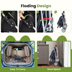 MyDepot 4 Wheels Pet Stroller for Small Dogs and Cats – Foldable Dog Stroller with Mesh Windows, Storage Basket & Cup Holder, Lightweight & Durable Pet Carrier for Travel, Outdoor Use