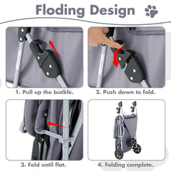 MyDepot 3 Wheels Pet Stroller for Small Dogs and Cats – Foldable Dog Stroller with Mesh Windows, Storage Basket & Cup Holder, Lightweight & Durable Pet Carrier for Travel, Outdoor Use