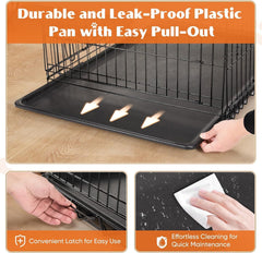 MyDepot Single Door Dog Crate, Metal Pet Kennel with Secure Lock, Foldable Design, Removable Tray for Easy Cleaning, Portable Puppy Cage for Small Dogs, Ideal for Training & Travel