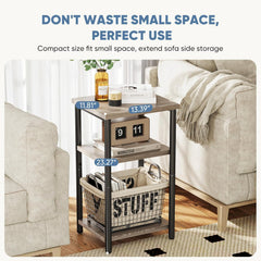 MyDepot 2 Pack Side Table, Small End Table, Tall Nightstand for Living Room, Bedroom, Office, Bathroom