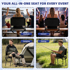 MyDepot Stadium Seat for Bleachers with Legs, Portable Folding Stadium Chair Bleacher Chair with Back Support & Shoulder Strap for Camping & Outdoor Events