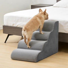 MyDepot Dog Stairs Ramp for Small Dogs and Cats, 3/4/5 Step Curved Pet Dog Steps with High-Density Foam for Puppy and Older Cats, Indoor Non-Slip Pet Ladder Ramp Stairs for Couch, High Beds, Sofa, Car