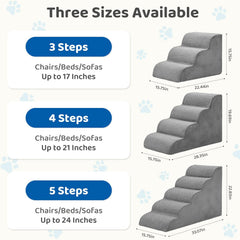 MyDepot Dog Stairs Ramp for Small Dogs and Cats, 3/4/5 Step Curved Pet Dog Steps with High-Density Foam for Puppy and Older Cats, Indoor Non-Slip Pet Ladder Ramp Stairs for Couch, High Beds, Sofa, Car