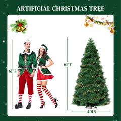 Mydepot Pre-Lit Artificial Christmas Tree With Warm LED Lights - Green Xmas Tress, Easy Assembly, Hinged Branches, And Sturdy Metal Stand