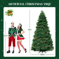 Mydepot Pre-Lit Artificial Christmas Tree With Warm LED Lights - Green Xmas Tress, Easy Assembly, Hinged Branches, And Sturdy Metal Stand