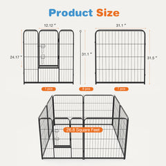 MyDepot Dog Playpen 8 Panels 24/32/40 inch Dog Pen Indoor Heavy Duty Puppy Exercise Pen Metal Pet Fence for RV Camping Yard Garden