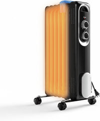 Mydepot Oil Filled Radiator Heater for Indoor Use, Portable Large Room Radiant Space Heater 1500W with 3 Heat Settings Overheat & Tip-Over Protection