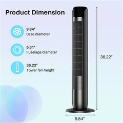 MyDepot 36 Inch Tower Fan, 25 ft/s Bladeless Fan Cold Air, 28dB Quiet for Sleep, 12H Timer, 5 Speeds, 4 Modes, LED Display,Oscillating Floor Fan for Bedroom & Living Room