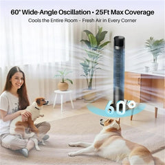 MyDepot 36 Inch Tower Fan, 25 ft/s Bladeless Fan Cold Air, 28dB Quiet for Sleep, 12H Timer, 5 Speeds, 4 Modes, LED Display,Oscillating Floor Fan for Bedroom & Living Room