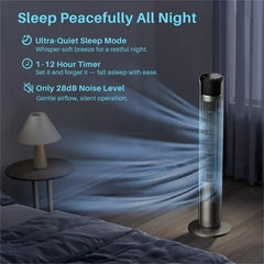 MyDepot 36 Inch Tower Fan, 25 ft/s Bladeless Fan Cold Air, 28dB Quiet for Sleep, 12H Timer, 5 Speeds, 4 Modes, LED Display,Oscillating Floor Fan for Bedroom & Living Room