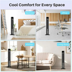 MyDepot 36 Inch Tower Fan, 25 ft/s Bladeless Fan Cold Air, 28dB Quiet for Sleep, 12H Timer, 5 Speeds, 4 Modes, LED Display,Oscillating Floor Fan for Bedroom & Living Room