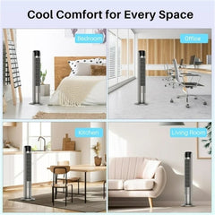 MyDepot 36 Inch Tower Fan, 25 ft/s Bladeless Fan Cold Air, 28dB Quiet for Sleep, 12H Timer, 5 Speeds, 4 Modes, LED Display,Oscillating Floor Fan for Bedroom & Living Room