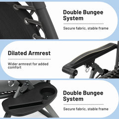 Mydepot Zero Gravity Chair with Removable Cushion,Portable Reclining Lounge Chair Folding Recliner for Indoor, Patio, Beach, Pool, Garden