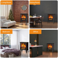 Mydepot 19” Freestanding Electric Fireplace Heater, Indoor Fireplace with Adjustable Flame Effect, Easy Control, Small Corner Heater for Living Room, Bedroom, Carbon Black