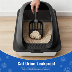 MyDepot Stainless Steel Litter Box with Lid, Metal Litter Box with Cat Litter Mat,Extra Large Enclosed Cat Litter Boxes for Multiple Cats, Anti-Leakage,Non-Stick, Easy to Clean, Included Mat, Scoop