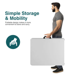 MyDepot Plastic Folding Table Outdoor Indoor Heavy Duty Portable Desk with Carrying Handle for Camping Picnic Party