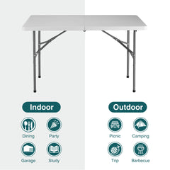 MyDepot Plastic Folding Table Outdoor Indoor Heavy Duty Portable Desk with Carrying Handle for Camping Picnic Party