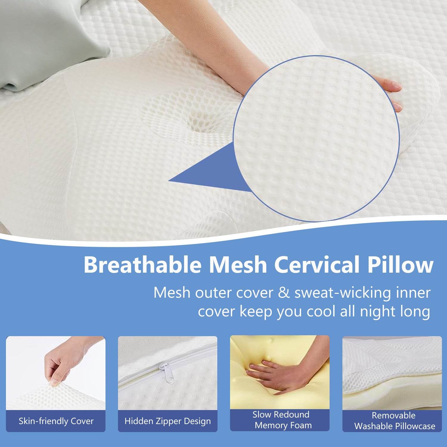 MyDepot Cervical Pillow
Breathable Mesh Cervical Pillow