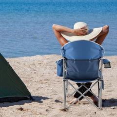 MyDepot Folding Camping Chairs, Outdoor Collapsible Padded Chairs with Cup Holder & Cooler Bag, Heavy Duty Portable Camping Chair for Garden Beach Fishing Sports