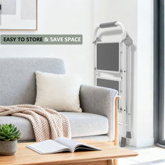 MyDepot Step Ladder, 2 Sturdy Step Stool with Anti-Slip Pedal & Comfortable Handrail, Portable Heavy Duty Step Stool for Kitchen, Garage & Outdoor Use, 330lbs, Grey