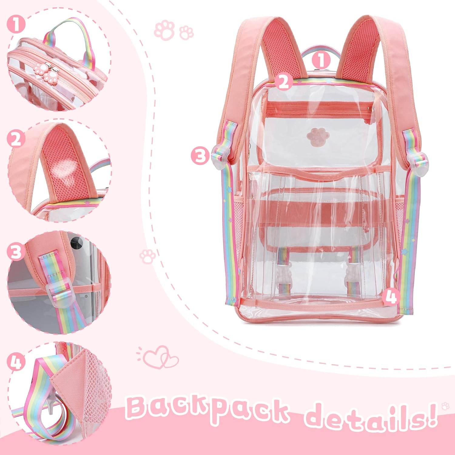 MyDepot Cute Clear Backpack,
Backpack details!