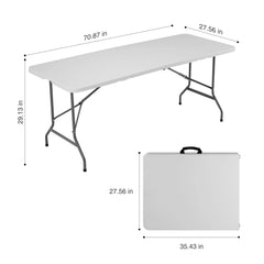 MyDepot Plastic Folding Table Outdoor Indoor Heavy Duty Portable Desk with Carrying Handle for Camping Picnic Party