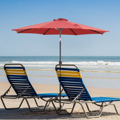 MyDepot Upgrade 10 FT LED Outdoor Patio Deck Umbrella with 32 Solar Lights, Tilt & Crank, UV-Resistant and Waterproof Table Umbrella for Pool, Beach, Market and Restaurant