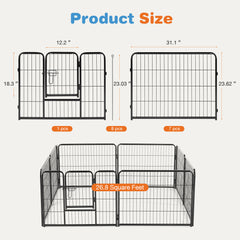 MyDepot Dog Playpen 8 Panels 24/32/40 inch Dog Pen Indoor Heavy Duty Puppy Exercise Pen Metal Pet Fence for RV Camping Yard Garden