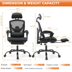 MyDepot Gaming Reclining High-Back Mesh Chair
DIMENSION & WEIGHT CAPACITY