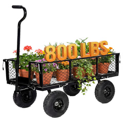 My Depot 800 LBS Steel Garden Cart Heavy Duty Mesh Utility Wagon Carts