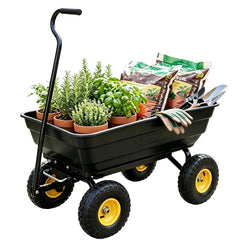 My Depot Garden Dump Cart Wagon 600 Lbs, Heavy Duty Yard Wheelbarrow