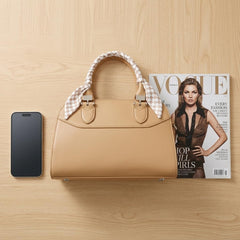 Rosvovo Small Top Handle Bag - Elegant Brown Structured Satchel Purse for Women, Designer-Inspired Small Tote Handbag