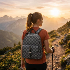 Rosvovo Lightweight Hiking Backpack, Durable Daypack with Front Pocket and Adjustable Straps for Outdoor Sports, Cycling, and Travel - Black and Gray