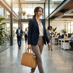 Rosvovo Leather Tote Bag for Women - Stylish Tan Handbag with Shoulder Strap & Zipper Closure