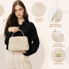 Rosvovo Genuine Leather Purse for Women with Top Handle, Leather Satchel purse Crossbody Bags Handbag with Adjustable Strap