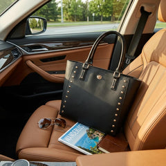 Rosvovo Leather Tote Bag for Women, Large Capacity Top Handle Shoulder Bag | Stylish Handbag, Travel, Daily Use