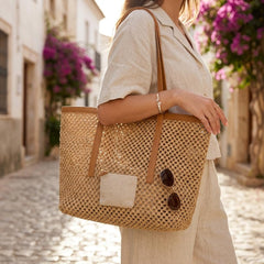 Rosvovo Straw Woven Tote Bag | Stylish Summer Beach Bag, Large Vacation Tote, Women