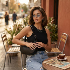 Rosvovo Crescent Shoulder Bag - Trendy Y2K Aesthetic Small Black Purse for Women, Minimalist Hobo Handbag & Evening Clutch