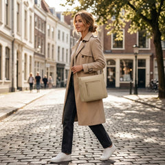 Rosvovo Elegant Vegan Leather Crossbody Bag for Women, Stylish Beige Shoulder Bag & Travel Purse