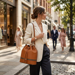 Rosvovo Leather Bucket Bags | Stylish Drawstring Purse, Shoulder Bag, Women