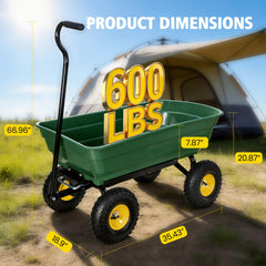 My Depot Garden Dump Cart Wagon 600 Lbs, Heavy Duty Yard Wheelbarrow