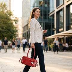 Rosvovo Genuine Leather shoulder Bag for Women with Top Handle, Satchel purse Bowler Handbags with zipper closure