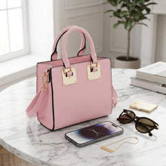 Rosvovo Square Leather Crossbody Bag for Women - Pink Mini Purse & Structured Handbag