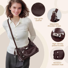 Rosvovo Genuine Leather Hobo Bag for Women, Slouchy tote Bags Purse Shoulder bag