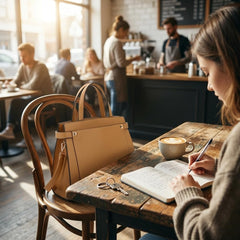 Rosvovo Leather Tote Bag for Women - Stylish Tan Handbag with Shoulder Strap & Zipper Closure