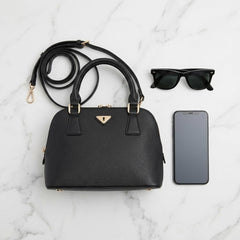 Rosvovo Women's Small Satchel Bag - Classic Leather Handbag with Detachable Shoulder Strap & Metal Clasp