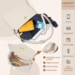 Rosvovo Genuine Leather Purse for Women with Top Handle, Leather Satchel purse Crossbody Bags Handbag with Adjustable Strap