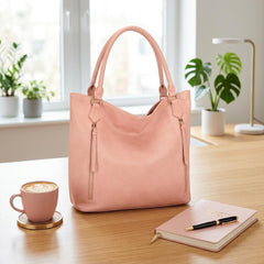 Rosvovo Pink Tote Bag - Large Slouchy Shoulder Bag for Women | Trendy Vegan Leather Hobo Handbag, Work, Travel, Daily Use