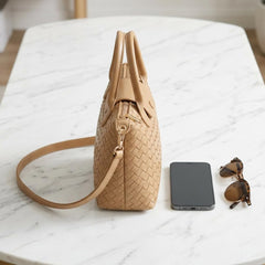 Rosvovo Hand Woven Purse - Designer Inspired Braided Leather Crossbody Bag for Women, Trendy Mini Dumpling Handbag