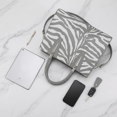 Rosvovo Zebra Print Purse | Oversized Striped Satchel Shoulder Bag, Women